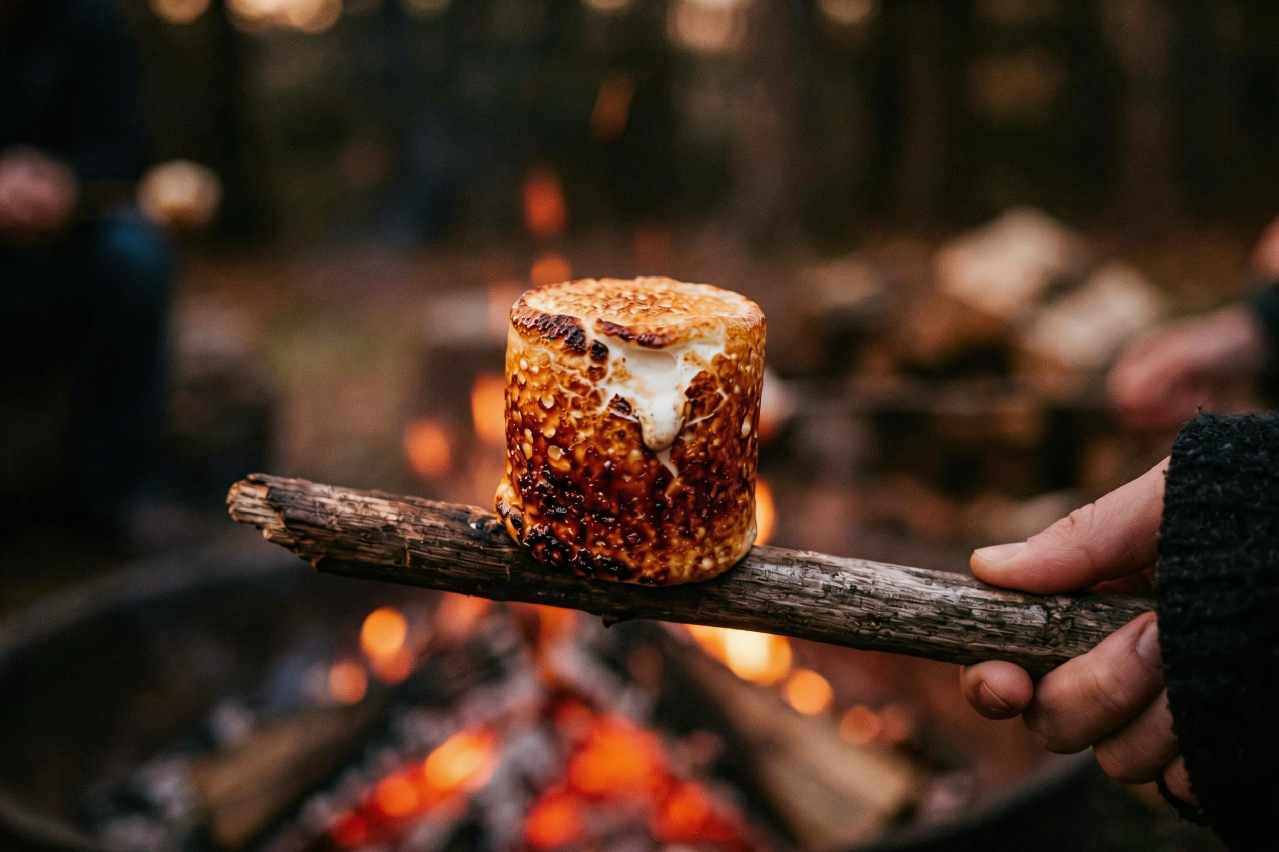 The Science of Toasting Marshmallows A perfectly toasted golden-brown marshmallow over a flame