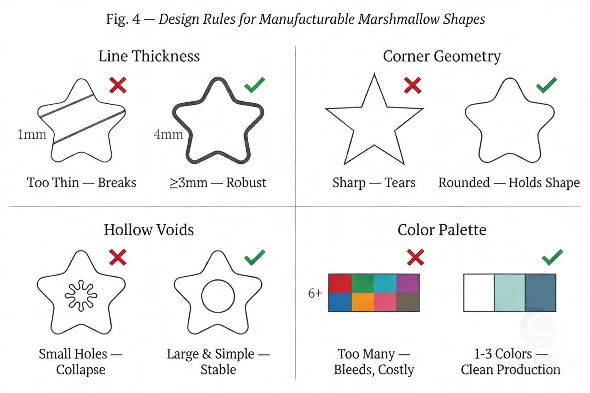 A close-up of a marshmallow showing its rounded edges and thick lines.