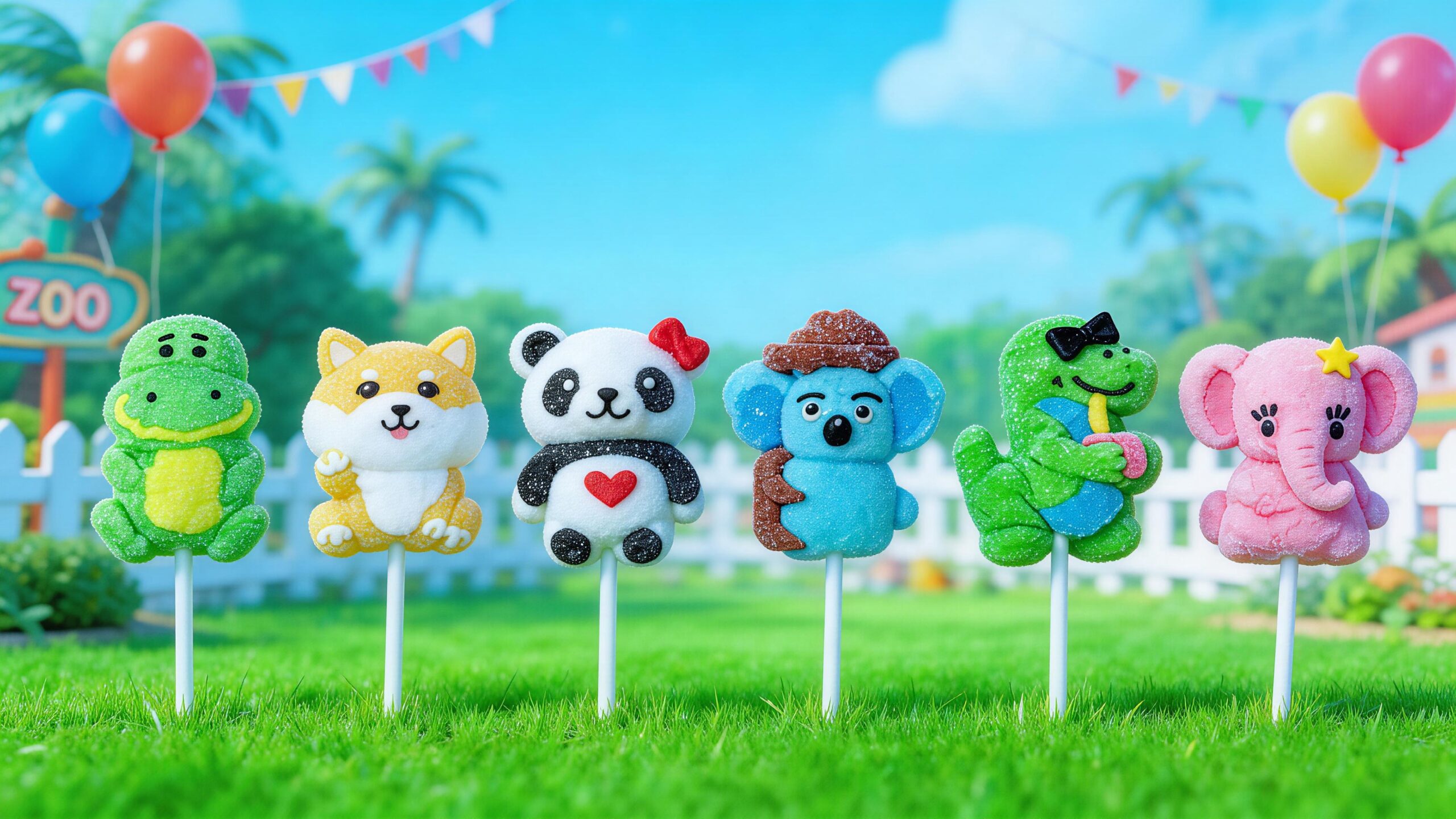 Animal shaped marshmallows collection -- bears, cats, unicorns and pandas for children's retail and gift shops