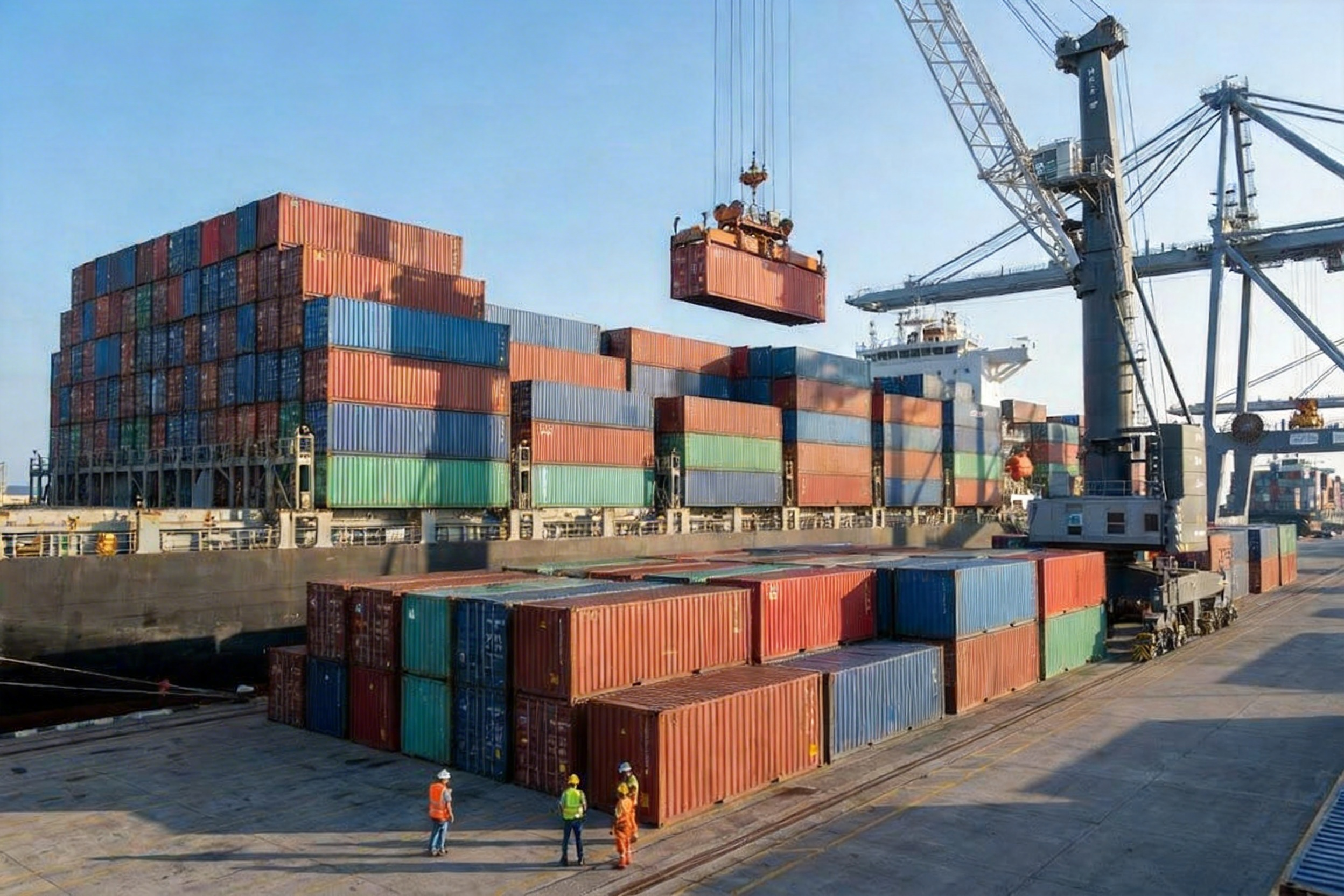 Logistics for Importing Marshmallows A container ship loaded with cargo containers at a port
