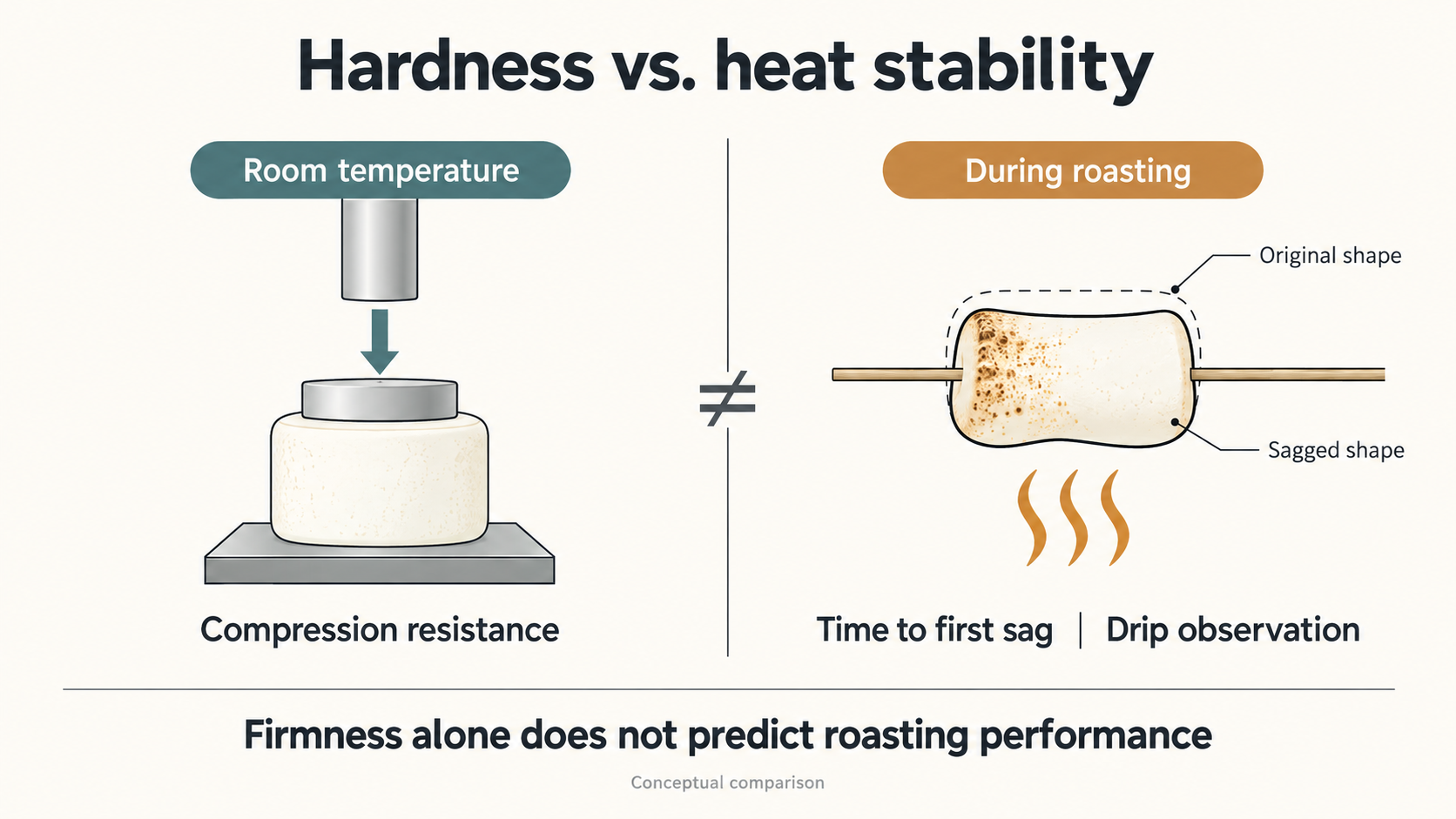 Hardness vs heat stability in fire-roasting marshmallows fire-roasting marshmallows hardness vs hold shape